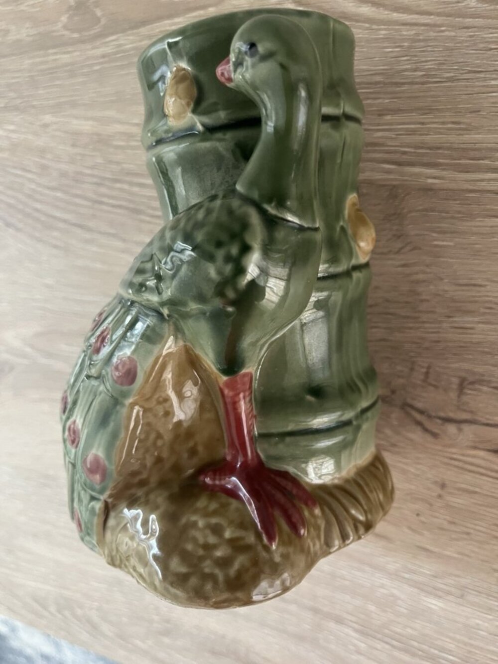 Vintage Tiki Mid Century Japanese Peacock Bamboo Planter Vase Ceramic 1950s  60s - Picture 13 of 13